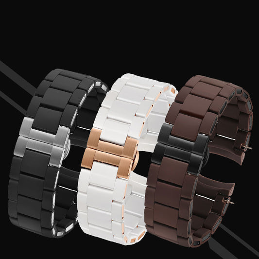 Silicone coated steel watch strap